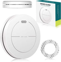 1 x RAW Customer Returns Safeliveo smoke detector without flashing LED, with 10 year battery, mute function, 85 dB photoelectric smoke detector with adhesive pads, standalone flat fire detector for fire protection at home 1 piece - RRP €14.94