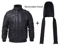 1 x RAW Customer Returns FLAVOR Genuine Leather Jacket Men Removable Hoodie XL, Black  - RRP €169.99