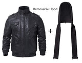 1 x RAW Customer Returns FLAVOR Genuine Leather Jacket Men Removable Hoodie XL, Black  - RRP €169.99