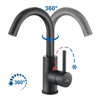 1 x RAW Customer Returns Auralum wash basin faucet matt black, wash basin faucet 360 degree rotatable, bathroom faucet with 60CM extension hose, brass single lever mixer for bathroom small kitchen sink - RRP €37.3