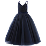 1 x RAW Customer Returns TTYAOVO Flower Girl Wedding Party Dress Long Pageant Bridesmaid Ball Dress Size 170 13-14 Years 785 Deep Blue-c - RRP €38.99