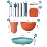 1 x RAW Customer Returns 48-piece unbreakable tableware set, reusable camping for 4 people, plastic tableware, picnic, lightweight, colorful, barbecue, plastic serving plates, bowls, cutlery - RRP €28.99