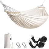 1 x RAW Customer Returns Anyoo Hammock Garden Durable Hammock with Curved Wooden Pole, Portable Comfortable Hammock with Belt Accessories Carrying Bag for Indoor Outdoor Patio Garden Beach - RRP €35.35