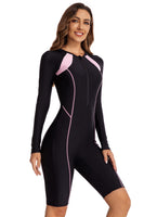 1 x RAW Customer Returns Ecupper Women s One-Piece Swimsuit Rash Guard Zip Up Long Sleeves Surfing Swimwear Built in Bra Swimsuits Zip Neoprene Free Black-I S - RRP €40.33