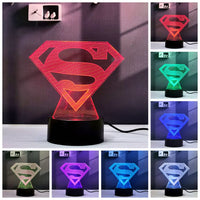 1 x RAW Customer Returns 2 in 1,Batman,Superman,Superhero,3D illusion LED Anime lamp,16 color RGB remote control,desk night light - RRP €19.67