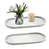 1 x RAW Customer Returns Pack of 2 Bathroom Trays Marble Pattern Jewelery Tray Decorative Bowl Oval Plate Tray for Cloths Candles Towel Soap Plant Jewelery Oval  - RRP €14.11