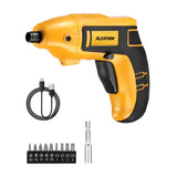 1 x RAW Customer Returns ALEAPOW Mini Cordless Screwdriver, 5 Nm Electric Cordless Screwdriver Set, 2000mAh 3.6 V Cordless Screwdriver Small, Cordless Screwdriver with 9 1 Bits, LED Light, USB Charging Cable for Screws, Repair, O2 Yellow - RRP €14.99