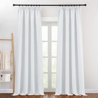 1 x RAW Customer Returns PONY DANCE Living Room Curtains with Ruffle Tape White 2 Pieces Curtain White Opaque Thermal Curtain Cold Protection Blackout Curtains Ruffle Tape, Grey-white, H 245 x W 140 cm - RRP €43.95