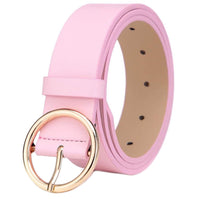 1 x RAW Customer Returns MESHIKAIER 41 1.3 inch Women Fashion Leather Belt Waist Belt Casual Waist Belt Waist Belt Waist Belt Waist Belt Waist Belt Waist Belt Belt with Blue and Pink Metal Buckle. One size - RRP €24.0