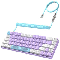 1 x RAW Customer Returns YINDIAO T8 60 Mechanical Gaming Keyboard, 68 Keys TKL Compact Layout, Wired Mini Keyboard, 18 RGB Lighting, Blue Switch, Anti-Ghosting, Pro USB-C Coiled Cable, for PC, MAC, PS4, XBOX-Lavender - RRP €57.99