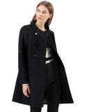 1 x RAW Customer Returns Allegra K Women s A Line Stand-Up Collar Button Down Trench Coat Winter Coat Black M - RRP €93.77