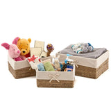 1 x RAW Customer Returns EZOWare Set of 3 Natural Seagrass Woven Baskets, Handwoven Rectangular Storage Basket with Insert for Kids, Nursery, Bedroom, Bathroom - RRP €35.52