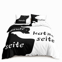 5 x Brand New HOTRCR Bedding Dog Side My Side Black White Romantic Bedding for Couples 3-piece Duvet Cover Bed Linen 135 200cm DEW18 - RRP €181.45