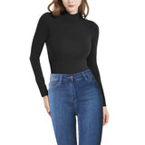 1 x RAW Customer Returns RoomTour Women s Long Sleeve Crew Neck Bodysuit Slim Fit Casual Jumpsuits Tops 1-Black S - RRP €24.4