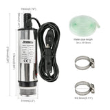 1 x RAW Customer Returns Stainless Steel Transfer Pump 12V 51mm Submersible Pump for Car Diesel Fuel Oil Pump with Cigarette Lighter Removable Filter 3m Cable Clear PVC Hose - RRP €34.8