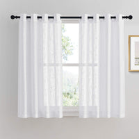 1 x RAW Customer Returns PONY DANCE linen curtains living room modern short eyelet curtain set of 2 H 137 x W 132 cm short curtains kitchen linen look curtain white semi-transparent panel curtain white - RRP €21.0