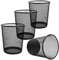 1 x RAW Customer Returns Tebery 4 Pack Wire Mesh Waste Paper Bin, 12L Metal Trash Can, Office Waste Bin, Paper Bin, for Kitchen, Home Office, Dormitory, Black - RRP €24.42