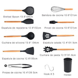 1 x RAW Customer Returns Kitchen Utensil Set, Ozvavzk 11 Pieces Silicone Kitchen Utensils Cooking Cutlery Set, Non-Stick Heat Resistant Cookware Cooking Utensils Set with Utensil Holder, Wooden Handles, BPA-Free, Dishwasher Safe - RRP €24.58