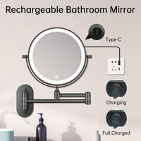 1 x RAW Customer Returns FUNTOUCH USB rechargeable cosmetic mirror with 1X 10X magnification LED lighting, dimmable shaving mirror 3 colors, touchscreen make-up mirror, 360 rotatable, wall mirror for bathroom and hotel - RRP €48.99