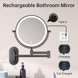 1 x RAW Customer Returns FUNTOUCH USB Rechargeable Cosmetic Mirror with 1X 10X Magnification LED Lighting, Dimmable Shaving Mirror 3 Colors, Touchscreen Makeup Mirror, 360 Rotatable, Wall Mirror for Bathroom and Hotel - RRP €43.87