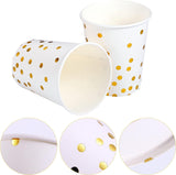 1 x RAW Customer Returns Pack of 100 disposable cups with golden dots 250ml, birthday, children s party, wedding, Christmas party, picnic, barbecue, office, school - biodegradable paper cups for hot and cold drinks - RRP €13.06