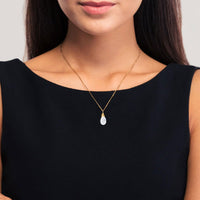 1 x RAW Customer Returns COAI Gift Ideas Women Gold Plated Silver Necklace Made of Gemstones Water Drop Pendant Made of Moonstone Small Pendant - RRP €31.0