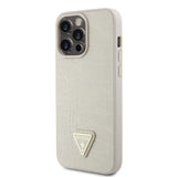 1 x RAW Customer Returns Guess Cover Compatible with iPhone 15 Pro Max Back Cover case - Triangle - Taupe  - RRP €35.21