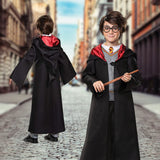 1 x RAW Customer Returns URAQT Magician Robe, Children s Costume for Boys Girls, with Cape Magic Wand Glasses Magic Hat Scarf Tie, Halloween Magician Costume for Cosplay Carnival Fancy Dress Party 115 cm  - RRP €22.79