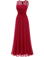 1 x RAW Customer Returns DRESSTELLS Women s Evening Dress Floor Length Elegant for Wedding Chiffon Bridesmaid Dresses Lace Cocktail Dress Sleeveless Ball Gown DarkRed XL - RRP €62.99