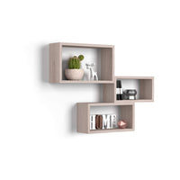 1 x RAW Customer Returns Fiver Furniture, Rectangular Wall Cubes, Set of 3, Giuditta, Olmo Perla, Laminate, Wall Cube Shelf for Kitchen and Living Room, Made in Italy - RRP €68.1