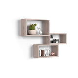 1 x RAW Customer Returns Fiver Furniture, Rectangular Wall Cubes, Set of 3, Giuditta, Olmo Perla, Laminate, Wall Cube Shelf for Kitchen and Living Room, Made in Italy - RRP €68.1