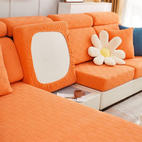 1 x Brand New ele ELEOPTION Stretch Sofa Seat Cushion Cover, Upgraded Spandex Non-Slip Sofa Seat Cover, Sofa Cover Couch Cover Sofa Cover for Sofa Seat Cushion Orange, Backrest Cover for Length 80-100CM  - RRP €15.12