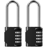 1 x RAW Customer Returns Fretrecy Combination Lock Heavy Duty Lock Padlock 4 Digit Resettable Combination Lock for School, Gym, Outdoor Shed, Hasp Cabinet, Gate - 2 Pack Long Shackle  - RRP €10.07