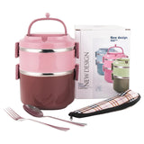 1 x RAW Customer Returns SANQIAHOME 2 Layers Multi-layer Stackable Stainless Steel Lunch Box, Leak-proof, Pink - RRP €22.51