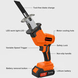 1 x RAW Customer Returns Cordless Reciprocating Saw, Bravolu 21V Brushless Reciprocating Saw with 2.0Ah Battery and 8 Saw Blades, 0-3500SPM Electric Saw with Variable Speed, 20mm Stroke Length, Quick Charger - RRP €90.6