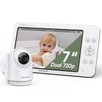 1 x RAW Customer Returns bonoch 7 inch baby monitor with camera, 720P HD 6000mAh battery video baby monitor, night vision, double-sided audio function, remote PTZ, VOX mode, temperature sensor, 8 lullabies - RRP €131.09