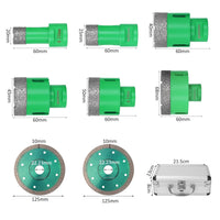 1 x RAW Customer Returns Snowtaros diamond tile drill set with 2 diamond cutting discs, 20 25 40 45 50 68mm 6-piece core bit M14 for tiles glass porcelain stoneware granite marble dry drilling - RRP €100.84