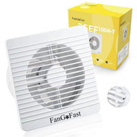 1 x RAW Customer Returns FanGoFast bathroom fan 100mm with overrun exhaust fan Quiet 12W Powerful wall fan Fan for kitchen bathroom greenhouse garage - RRP €39.97