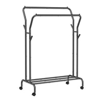 1 x RAW Customer Returns SONGMICS Clothes Rack on Wheels, 2 Clothes Rails, Wardrobe Rail, Coat Rack Made of Steel Tubes, Load Capacity up to 100 kg, 103.5 cm Wide, Multifunctional Storage, Black HSR107B01 - RRP €37.08