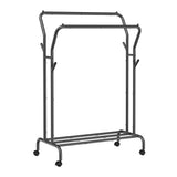 1 x RAW Customer Returns SONGMICS Clothes Rack on Wheels, 2 Clothes Rails, Wardrobe Rail, Coat Rack Made of Steel Tubes, Load Capacity up to 100 kg, 103.5 cm Wide, Multifunctional Storage, Black HSR107B01 - RRP €37.08