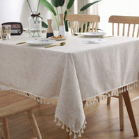 1 x RAW Customer Returns meioro Solid Color Tassel Tablecloth Rectangular Tablecloth Cotton Linen Tablecloth Suitable for Home Kitchen Decoration, Various Sizes - RRP €22.18