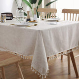 1 x RAW Customer Returns meioro Solid Color Tassel Tablecloth Rectangular Tablecloth Cotton Linen Tablecloth Suitable for Home Kitchen Decoration, Various Sizes - RRP €20.99