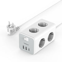 1 x RAW Customer Returns TESSAN 6-way power strip with USB C, 9 in 1 multiple socket outlet with switch, multiple plug distribution socket, power strip with 2m extension cable for home office - RRP €22.68