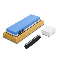 1 x RAW Customer Returns ZKH Whetstone Sharpening Stone, Whetstone for Professional 2-in-1 Double-Sided Knife Sharpener, Grit 1000 6000, Whetstone Set with Silicone Holder Flattening Stone for Kitchen Knives - RRP €19.99