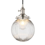 1 x RAW Customer Returns Yosoan Clear Glass Ball Industrial Loft Pendant Light Pendant Lamp Indoor Light for Kitchen Dining Room Bedroom Cafe Bar Club Brushed Stainless Steel Color  - RRP €69.99