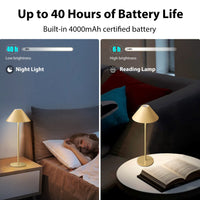 1 x RAW Customer Returns FUNTAPHANTA 2 Pack Rechargeable Cordless Table Lamp, IP54 Waterproof, 3000K Dimmable Battery Operated Lamp, 4000mAh Certified Battery Gold 2 Pack  - RRP €49.78