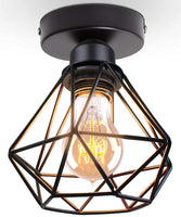 1 x RAW Customer Returns TOKIUS ceiling lamp, 16CM vintage ceiling light in industrial design, retro E27 lamp made of iron cage pendant light, black 1 piece  - RRP €15.99