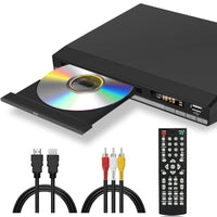 1 x RAW Customer Returns HD DVD player with USB port, HDMI Region Free DVD player for Smart TV, HDMI RCA output cable included, breakpoint storage, built-in PAL NTSC, CD player for home not Blu-ray  - RRP €37.3