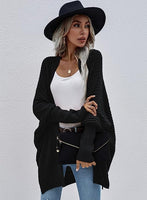 1 x RAW Customer Returns Women s Sweater Knitted Autumn and Winter Batwing Cardigan Tops Long Sleeve in Buttons Sweater Cardigan Wrap Slouchy Chic Trend Decontracting Fashion Sweater Jacket Black L - RRP €33.99