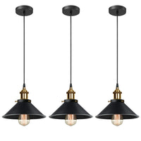 1 x RAW Customer Returns iDEGU 3 Pieces Industrial Pendant Lights 22CM Vintage Ceiling Lamp Edison Style E27 Retro Pendant Chandelier for Living Room Dining Room Kitchen Bar Restaurant 3x Black  - RRP €38.47